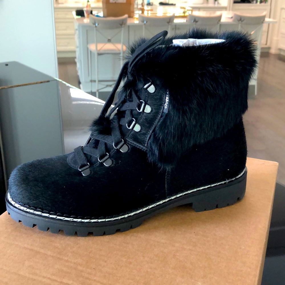 Women's Forest Wool-Lined Rabbit Fur and Italian Calfskin Hiker Boots
